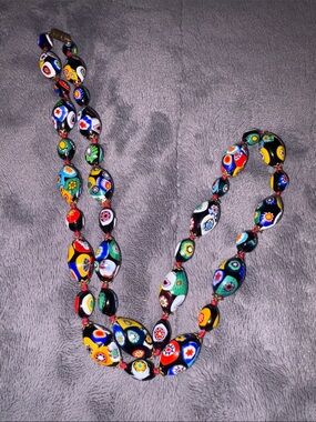 Vintage Venetian Murano Millefiori Glass Bead Necklace